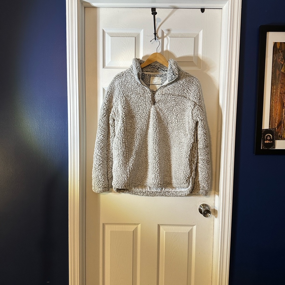 Thread & Supply Light Gray Zip Up Sweater